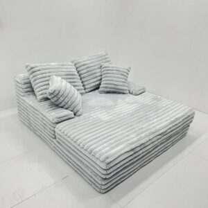 Ripple FURNITURE L-Shaped Modular Sofa Set, Beige Fabric, 3-Seater with Round Chaise, Modern Contemporary Style, Living Room Apartment Furniture, 350x160x80 cm
