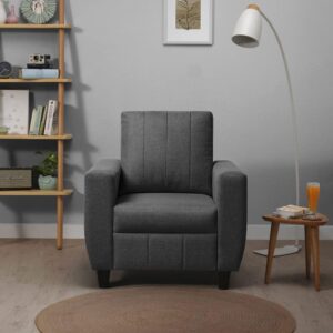 Modern Fabric Sofa (1 Seater, Stone Grey)