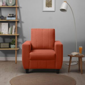 Modern Fabric Sofa (1 Seater, Ember Orange)