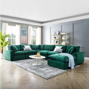 Commix Softer Microfiber Filling Overstuffed Performance 7Piece Sectional Sofa 300 X 400 X 90 Cm Green