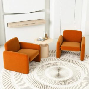 Ripple FURNITURE Modern Velvet Armchair, Single Sofa Chair, Orange, Living Room Furniture