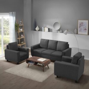 Modern Fabric Sofa (3+1+1 Seater, Pebble Brown)