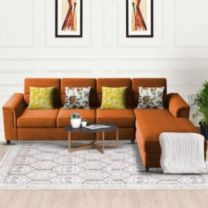 Harmony 6-Seater L-Shape Sofa Set for Living Room (Orange)