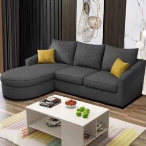 EleganceEdge 4-Seater Sofa Set for Living Room (LHS) (Black)