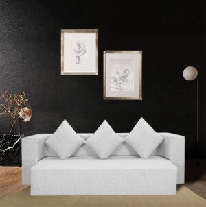 Ripple Furniture Convertible Sofa Bed, 3 Seater with Cushions, Modern Design, Light Grey, 72x58x20 cm