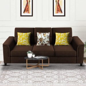 Elegant 3 Seater Sofa Set for Living Room (Brown)