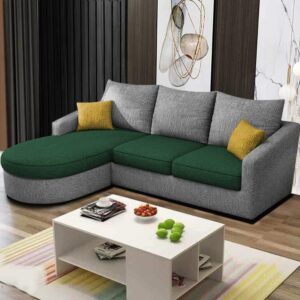 Ripple FURNITURE EleganceEdge 4-Seater Sofa Set for Living Room (LHS) (Green Grey)