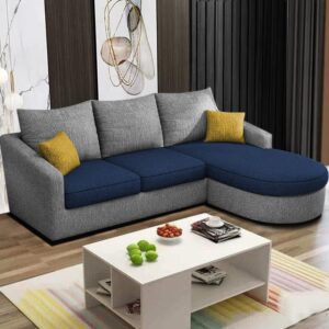 EleganceEdge 4-Seater Sofa Set for Living Room (Blue Grey)