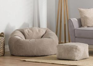 Ripple FURNITURE Corduroy Bean Bag Chair and Ottoman Set (Filled)