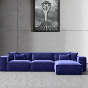 Ripple FURNITURE  L-Shape Modern Style Luxury Home Couch (Left, Purple)