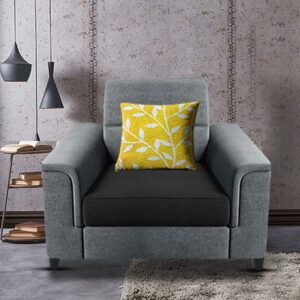 Single Seater Sofa for Living Room (Black Grey)