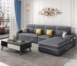 L-Shape Nordic Design Fabric Sofa Set