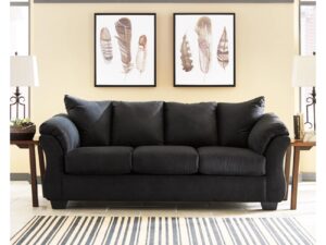 Ripple FURNITURE Flared Arm Sofa, 3-Seater, Plush Pillow Back. (Black)