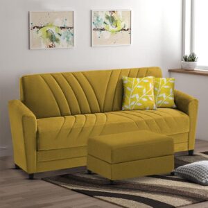 Ripple FURNITURE Elegance Essence 3 Seater Sofa Set with Ottoman (Yellow)