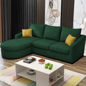 Ripple FUNRITURE EleganceEdge 4-Seater Sofa Set for Living Room (LHS) (Green)