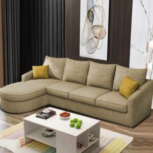 Ripple FURNITURE Sumptuous Serenity: The Round Lounger L-Shape 6 Seater Sofa Set for Your Living Room (LHS) (Cream)