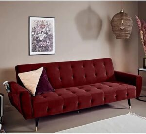 2 in 1 upholstered flip sofa bed (Burgundy)