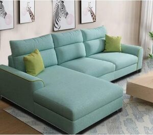 Elegant 4 Seater L Shape Sofa For Living Room (Light Blue)