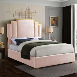 Harlen Velvet Bed Frame 45 X 50 X 100 Cm Pink