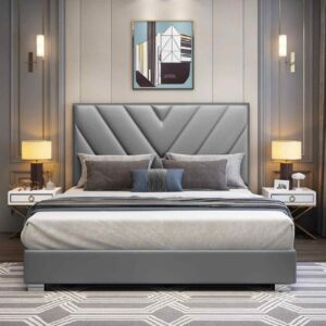 Victor Plush Velvet Bed Frame 45 X 50 X 100 Cm Grey FOS-FUAE-1613-1M