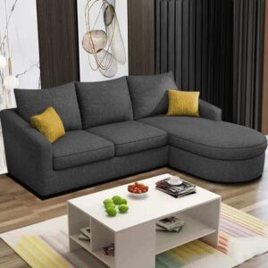 EleganceEdge 4-Seater Sofa Set for Living Room (Black)