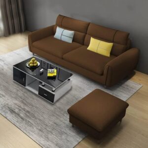 Francis 3 Seater Sofa For Living Room (Brown Fabric)