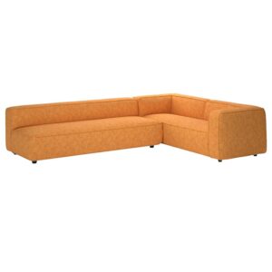 Ripple Oversized L-Shaped Sectional Sofa, Modern Square Arms, Grey Fabric (Orange)