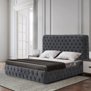 Abberton Buttoned Velvet Upholstered Queen And King Size Bed 0 X 130 Cm Color FOS-FUAE-1451-1M