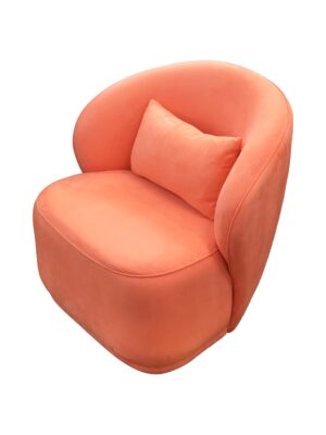 Ripple Single Seat Sofa with Decorative Pillow, Modern Curved Design, Peach
