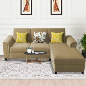 Elegant 4 Seater L Shape Sofa Set for Living Room (Cream)