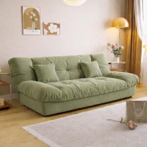 Ripple Furniture Modern Sectional Sofa, Velvet, Large, Armless Design with High-Density Foam, Fixed Cushions, Living Room, Adult (Sage Green)