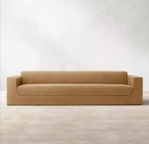 Ripple FURNITURE Long Rectangular Sofa, Hardwood Frame, Upholstered, Camel Colour, Living Room Furniture