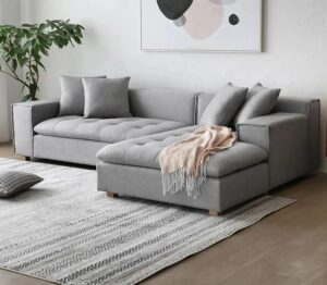 Ripple FURNITURE Living room sectional couch sofa set (Dark Grey)