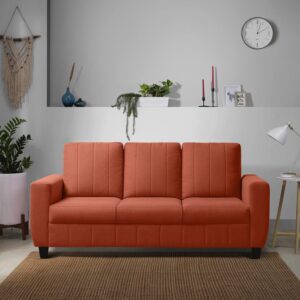 Modern Fabric Sofa (3 Seater, Ember Orange)