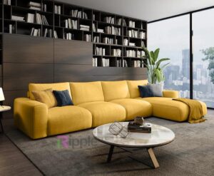 Ripple Furniture Opulent L-Shaped Sofa with Impeccable Design for the Discerning Home (Orange, Left)