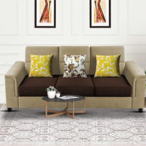 Elegant 3 Seater Sofa Set for Living Room (Cream Brown)