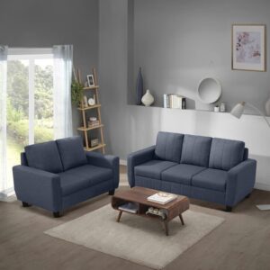 Modern Fabric Sofa (3+2 Seater, Ocean Blue)
