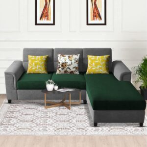 Elegant 4 Seater L Shape Sofa Set for Living Room (Green Grey)
