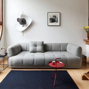 Ripple FURNITURE Modern Tufted Sofa, Luxurious Grey Fabric, Contemporary Living Room Couch (Grey)