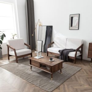 Ripple FURNITURE 2 seater luxurious wood ivory floor sofa or offices and living rooms
