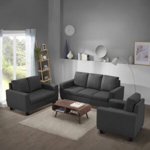 Modern Fabric Sofa (3+2+1 Seater, Stone Grey)