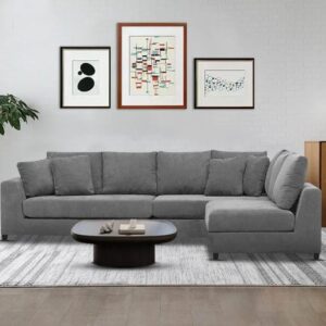 RHS 7 Seater Sofa For Living Room in Premium Grey Fabric