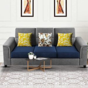 Elegant 3 Seater Sofa Set for Living Room (Blue Grey)