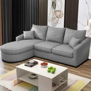 EleganceEdge 4-Seater Sofa Set for Living Room (LHS) (Grey)
