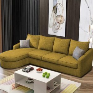 Ripple FURNITURE Sumptuous Serenity: The Round Lounger L-Shape 6 Seater Sofa Set for Your Living Room (LHS) (Yellow)