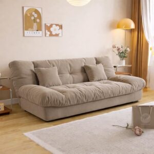 Ripple Furniture Modern Sectional Sofa, Velvet, Large, Armless Design with High-Density Foam, Fixed Cushions, Living Room, Adult (Light Grey)