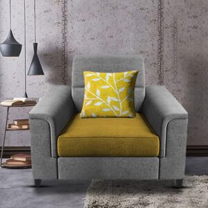 Single Seater Sofa for Living Room (Yellow Grey)
