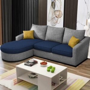 EleganceEdge 4-Seater Sofa Set for Living Room (LHS) (Blue Grey)