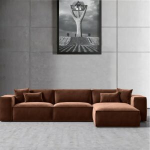 Ripple FURNITURE L-Shape Modern Style Luxury Home Couch (Left, Dark Brown)
