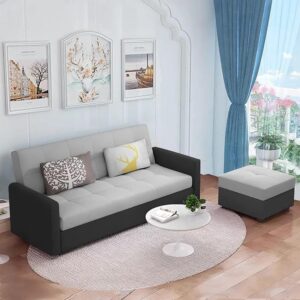 Luxury 3 Seater Sofa For Living Room In Premium Velvet Fabric (Black Grey)